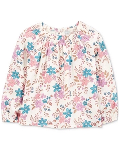 Модный топ с длинными рукавами из хлопка с цветочным принтом для девочек, мультиколор Carter`s