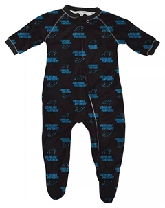 Черный спальный комбинезон Carolina Panthers для мальчиков и девочек с кантом и застежкой-молнией Outerstuff