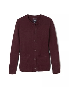 Кардиган-свитер с круглым вырезом и защитой от пилингов для маленьких девочек, красный French toast