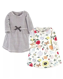 Платье с длинными рукавами из органического хлопка для девочек-малышей, 2 шт Touched by nature