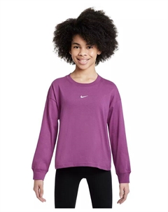 Футболка с длинным рукавом для больших девочек, спортивная одежда Essential, фиолетовый Nike