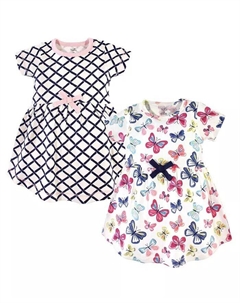 Платье из органического хлопка с короткими рукавами для девочек, 2 шт., яркие бабочки Touched by nature