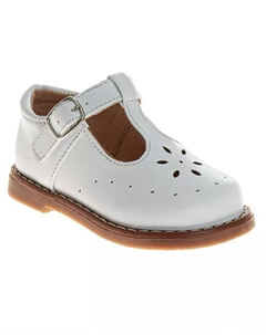 Детские нескользящие плоские туфли с Т-образным ремешком, белый Josmo