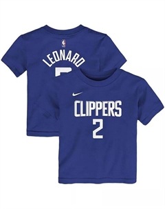 Футболка с логотипом и номером Kawhi Leonard Blue LA Clippers для девочек и мальчиков Nike