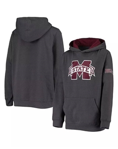 Темно-серый пуловер с капюшоном и большим логотипом Big Boys Mississippi State Bulldogs Stadium athletic