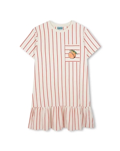 Полосатое платье для девочки с оборкой на груди, розовый Kenzo kids