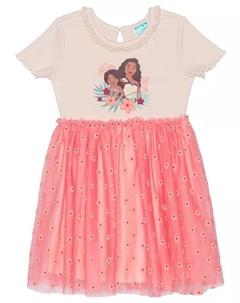 Платье с короткими рукавами для малышей и маленьких девочек с изображением сестер Моаны, коричневый/бежевый Disney