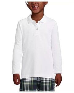 Женская сетчатая рубашка-поло с длинным рукавом для девочек, белый Lands' end