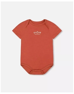 Комбинезон для мальчиков из органического хлопка терракотовый, оранжевый Deux par deux