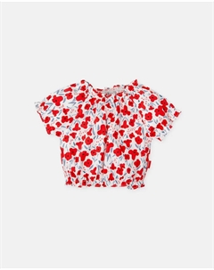 Блузка для девочки с короткими рукавами и красными цветами, красный Tutto piccolo