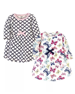 Платье с длинными рукавами из органического хлопка для девочек, 2 шт., яркие бабочки Touched by nature