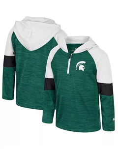 Зеленая толстовка с капюшоном Michigan State Spartans Creative Control Raglan с застежкой-молнией на четверть длины для мальчиков и девочек Colosseum