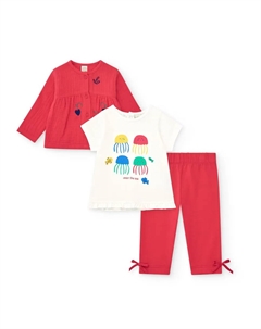 Комплект из 3 предметов для девочки в красном и белом цвете, красный Tuc tuc