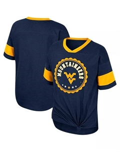 Темно-синяя футболка с v-образным вырезом и завязкой спереди для больших девочек West Virginia Mountaineers Tomika, синий Colosseum