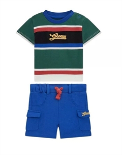 Футболка с короткими рукавами и шорты для активного отдыха для мальчиков, комплект из 2 предметов, зеленый Guess