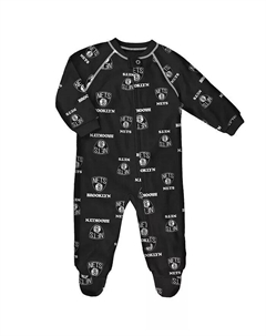 Черный спальный комбинезон-реглан с застежкой-молнией для мальчиков и девочек Brooklyn Nets Team Outerstuff