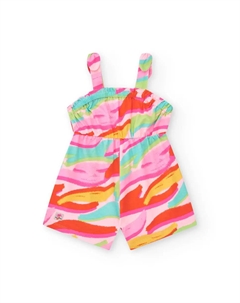 Короткий комбинезон для девочки с принтом и эластичной талией, мультиколор Tuc tuc