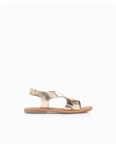 Сандалии для девочек из кожи золотистого цвета с открытым носком и латексной стелькой, золотой Zippy