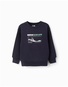 Детская толстовка с начесом и принтом спереди, темно-синий Zippy