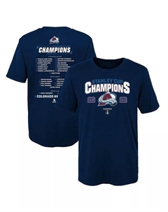 Темно-синяя футболка Colorado Avalanche для мальчиков и девочек дошкольного возраста с составом чемпионов Кубка Стэнли 2022, синий Fanatics