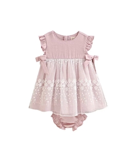 Нежно-розовое платье для церемонии для девочки с фатином и подходящими трусиками, розовый Dadati