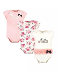 Хлопковые боди Baby Girls Treasure Baby, 3 шт., Lets Do Brunch, розовый Little treasure