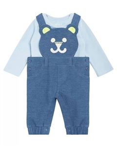 Боди для маленьких мальчиков и вязаный джинсовый комбинезон с мишкой, комплект из 2 предметов Guess