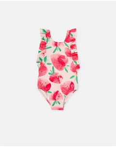 Купальник для девочки с принтом клубники, фуксия Tutto piccolo