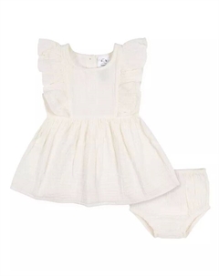 Марлевое платье и чехол для подгузника для маленьких девочек, 2 предмета, слоновая кость/кремовый Gerber