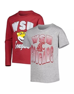Big Boys Crimson, Heather Grey Футболки Washington State Cougars Game Day Combo Pack Outerstuff