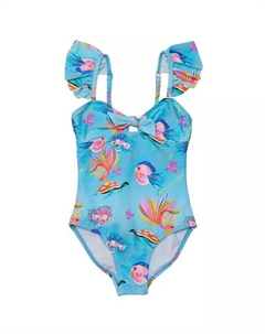 Маленькие девочки Kaleido Рыбка Экологичный оборчатый купальник, синий Snapper rock