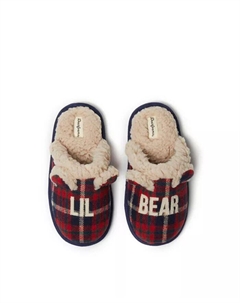 Детские домашние тапочки Lil Bear в клетку, синий Dearfoams
