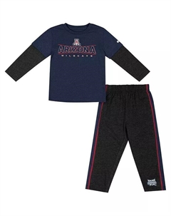 Комплект из футболки с длинным рукавом и брюк Arizona Wildcats для мальчиков и девочек темно-синего и черного цвета Colosseum