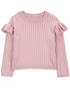 Хлопковый свитер с длинными рукавами в рубчик для девочек ясельного возраста, розовый Carter`s