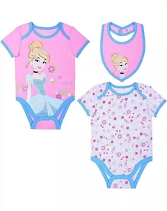 Боди и нагрудник Золушки для мальчиков и девочек розового и белого цвета, комплект из 3 предметов Children's apparel network