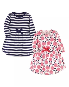 Платье с длинными рукавами из органического хлопка для девочек, 2 шт., цвет кораллово-розовый Touched by nature