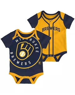 Комплект из 2 боди Milwaukee Brewers Double для мальчиков и девочек, темно-синий, золотой Outerstuff