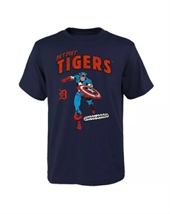 Футболка Marvel Капитан Америка команды Big Boys and Girls Navy Detroit Tigers Outerstuff