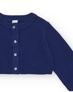 Детская кофточка с круглым вырезом и пуговицами-звездами, темно-синий Tuc tuc