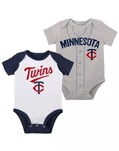Комплект из двух боди Little Slugger для мальчиков и девочек белого и серого цвета с надписью Minnesota Twins Outerstuff