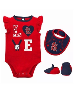 Комплект из трех предметов: комбинезон-нагрудник и пинетки с надписью «Love of Baseball» для новорожденных мальчиков и девочек, красный, темно-синий Outerstuff