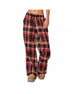 Женские широкие брюки Lounge Around Plaid, красный Edikted