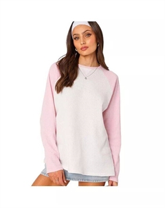 Женский вафельный топ Me Time оверсайз, розовый Edikted