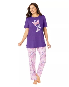 Пижамный комплект больших размеров с рисунком футболки, синий Dreams & co.