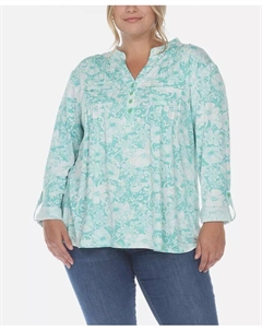 Блузка больших размеров с длинными рукавами и цветочным принтом, мультиколор White mark