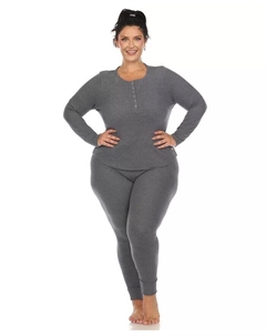 Пижамный комплект из вафельной ткани больших размеров, синий White mark