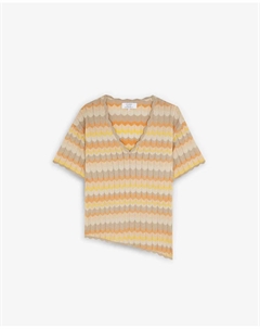 Женская асимметричная футболка с низкой вязкой, бежевый Scalpers