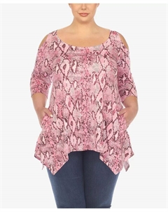 Туника большого размера с открытыми плечами и принтом змеи, мультиколор White mark