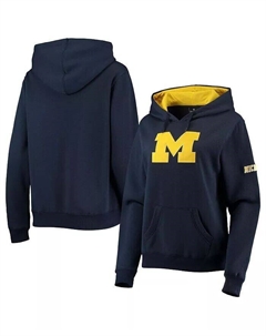 Женский темно-синий пуловер с капюшоном и большим логотипом Michigan Wolverines Team, синий Colosseum