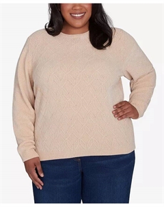 Классический свитер-пуловер из синели больших размеров, коричневый/бежевый Alfred dunner